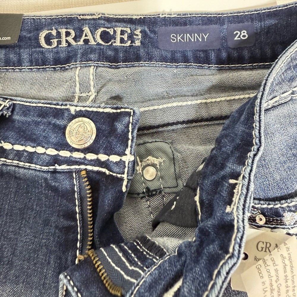 Grace Dark Blue Skinny Jeans - Picture 3 of 10